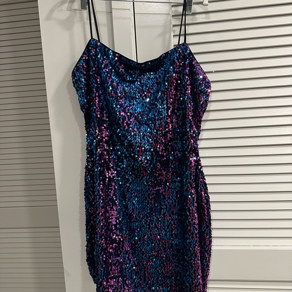 Fashion Nova Sequin Mini Dress - Blue and Purple